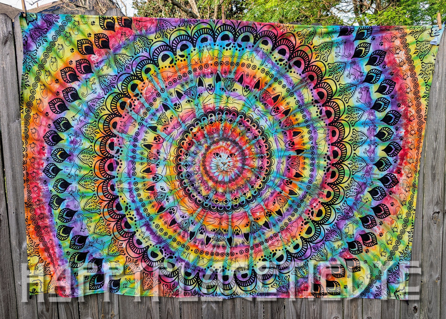 Large Tie Dye Cat Tapestry