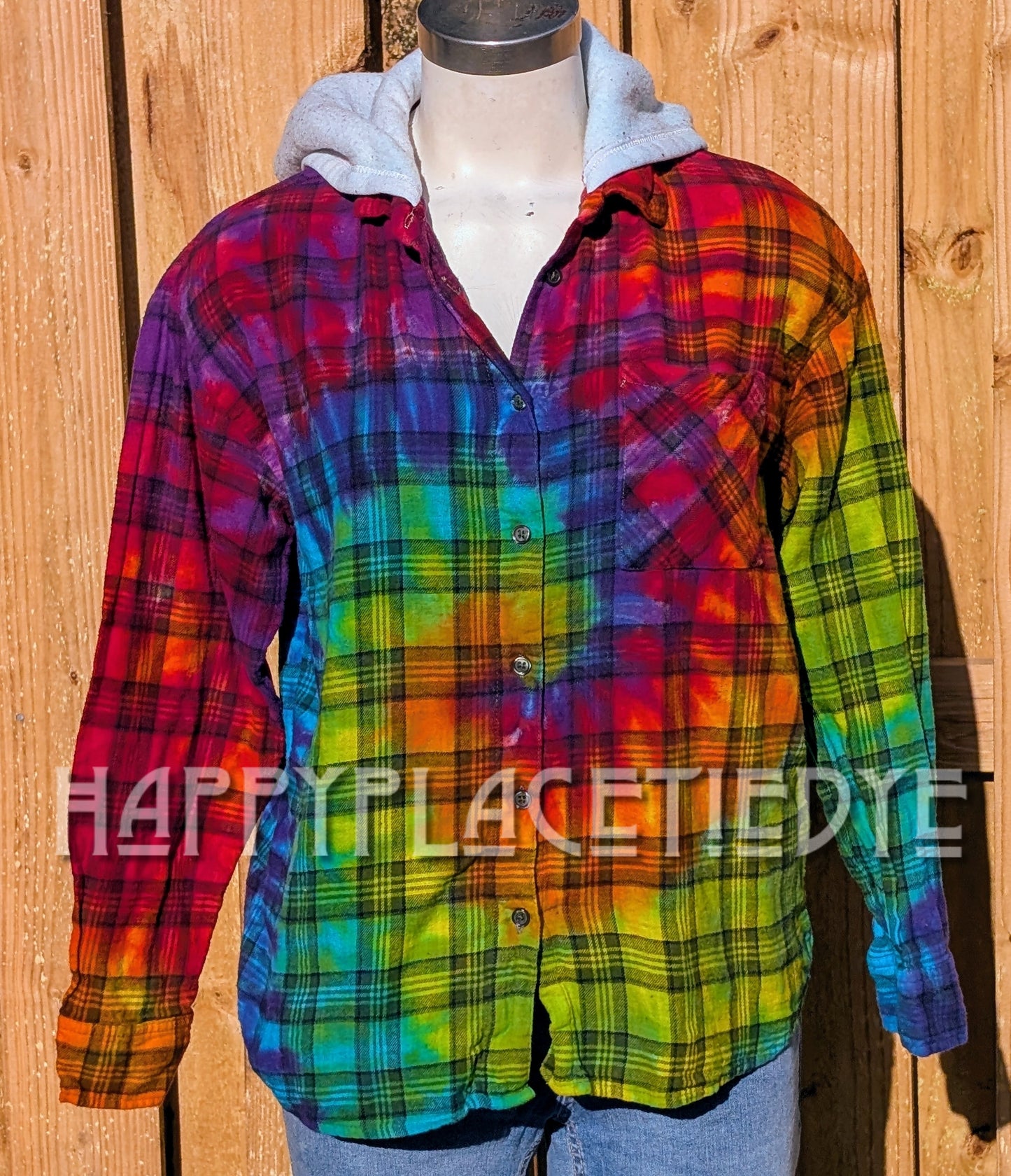 Women's Large Tie Dye Flannel Shirt