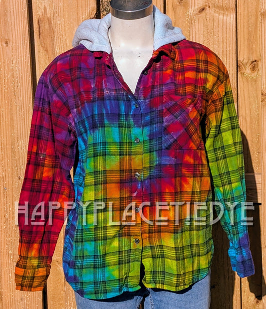 Women's Large Tie Dye Flannel Shirt