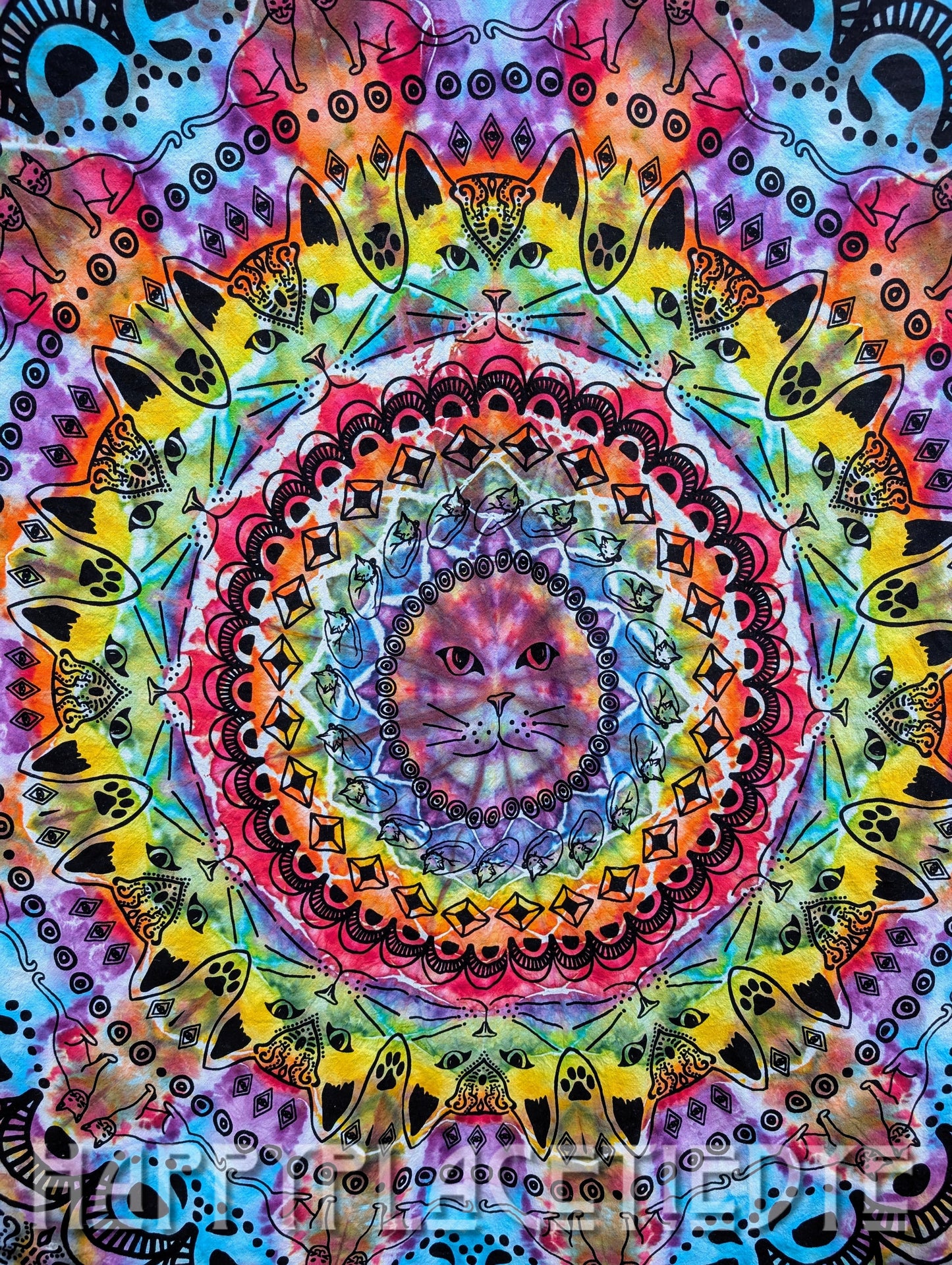 Large Tie Dye Cat Tapestry